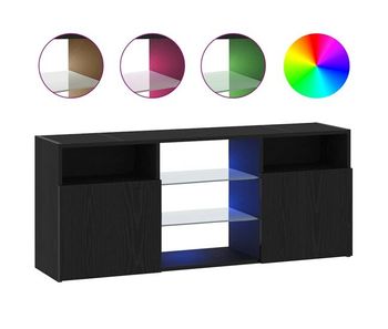 Mueble tv - mesa de tv con luces led roble negro 120x30x50 cm