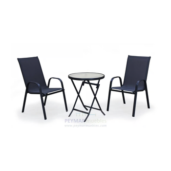 Conjunto De Mesa Y 2 Sillones Para Jardín Resistente Y Moderno