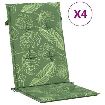 Cojines De Silla De Respaldo Alto 4 Unidades Tela Estampado De Hojas