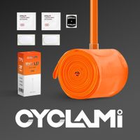 camara de aire para bicicleta 700c cyclami valvula francesa color naranja super ligera para bicicleta de carretera ciclismo neumatico ultraligero de tpu longitud 45 65 85 mm camara fv