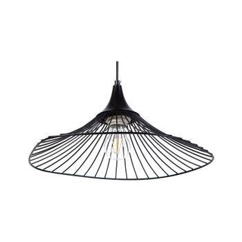 Lámpara Colgante Alambre De Metal Negro Pantalla Abierta Diseño Industrial Mazaro