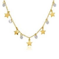 cadena estrella circonita plata 925 chapada en oro