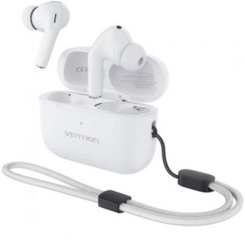 Auriculares Vention Echo Lite E11 Pro inalámbricos Bluetooth con Cancelación de Ruido y estuche de carga USB-C, blancos