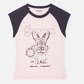 Ganni Basic Bunny Raglan Cotton-Jersey T-shirt - XS