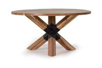 mesa de comedor en madera acacia natural y patas de metal negro