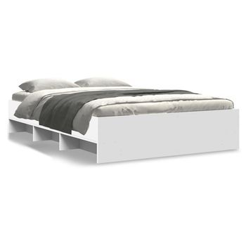 Cama De Matrimonio | Cama De Adulto | Estructura De Cama Madera De Ingeniería Blanca 120x190 Cm