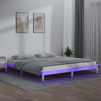 estructura de cama con leds madera maciza blanca 150x200 cm vidaxl