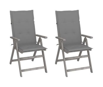 Sillas de jardin reclinables 2 unidades madera maciza acacia cojines