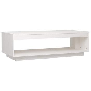 Mesa De Café - Mesa De Centro De Madera Maciza De Pino Blanco 110x50x33,5 Cm