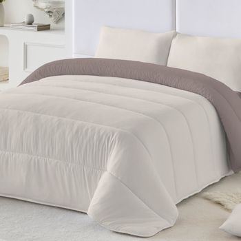 Naturals - Edredón Bicolor Cama 135/150- Microfibra Poliéster - 300 Gr - Fabricado En España - Topo/l.198 Piedra