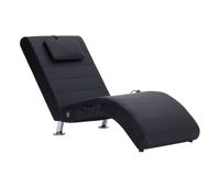 vidaxl divan de masaje con almohada de cuero sintetico negro