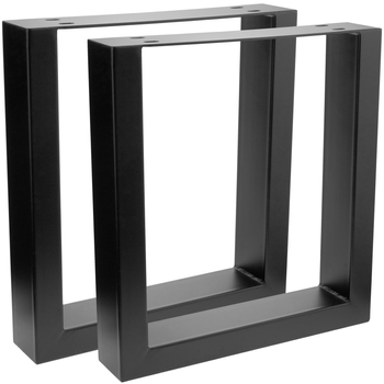 Primematik - Pies Rectangulares Para Mesita Y Banqueta. Patas En Acero Negro 300 X 80 X 430 Mm 2-pack, Tubos 80 X 40 Mm Ip02600