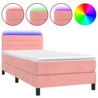 cama individual  cama para adultos  cama box spring colchon y led terciopelo rosa 80x200 cm