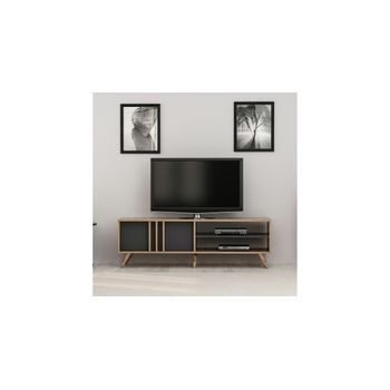 Mueble Tv Rilla, 150x35x48 Cm, Color Nogal, Antracita