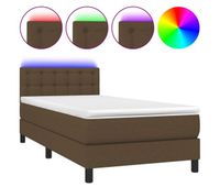 cama box spring colchon y luces led tela marron oscuro 80x200cm botones