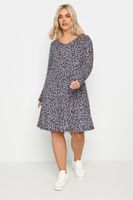 yours vestido mini negro floral de manga larga mujer curvy y tallas grandes yours