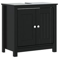 armario de lavabo  mueble de lavabo bano berg madera maciza pino negro 60x34x59cm