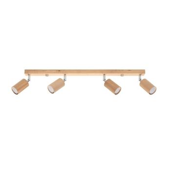 Regleta orel 4 luces, madera natural