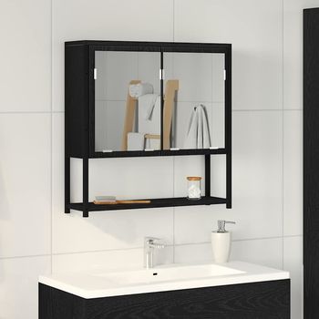 Vidaxl Armario Con Espejo Roble Negro 60 X 16 X 60 Cm
