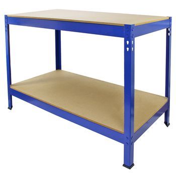 Mesa De Trabajo Profesional Q-rax De Acero Sin Tornillos Azul 120cm De Ancho