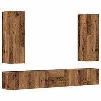 conjunto de mueble tv 5 uds  mueble de salon  mesa de tv montado la pared madera vieja
