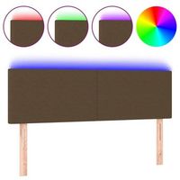 cabecero cama  panel de cabecera con led de tela marron oscuro 144x5x7888 cm