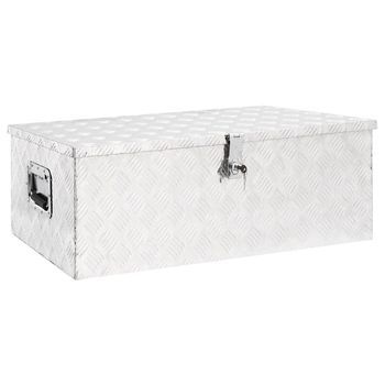Caja De Almacenaje De Aluminio Plateado 90x47x33,5 Cm Vidaxl