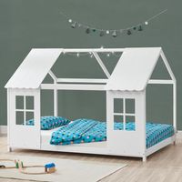 cama para ninos tostedt en forma de casita 140x200 cm - blanco encasa