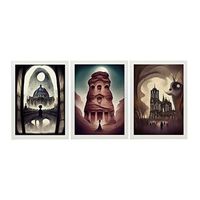 burton style illustrations of monuments and cities inspired by burtons dark and goth art interior design and decoration set collection 10 nacnic