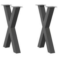 patas para mesa de comedor en forma de x 2 unidades antracita 60 x 72-73 cm acero vidaxl