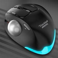 raton inalambrico bluetooth con trackball 24g rgb ergonomico recargable con control de pulgar y conexion para 3 dispositivos para pc y ipad