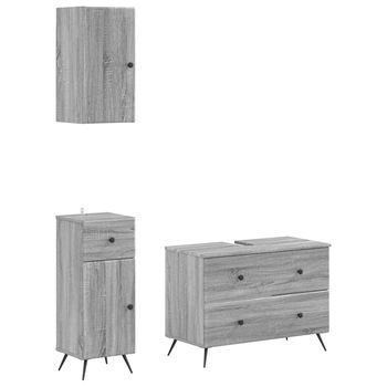 Juego De Armarios De Baño De 3 Piezas Breda Sonoma Gris Vidaxl