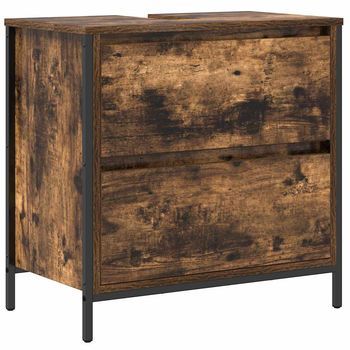 Mueble De Baño Con Lavabo Y Cajones Roble Ahumado 60x34,5x60 Cm