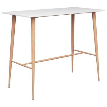 Mesa Alta Y Taburetes De Bar 5 Uds | Juego De Muebles De Jardín Blanco Y Negro
