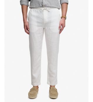 Superdry para hombre. M7011509A Pantalón Merchant Lino blanco (M), Casual