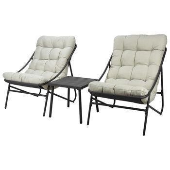 Juego De Muebles De Balcón De 3 Piezas Gris Progarden