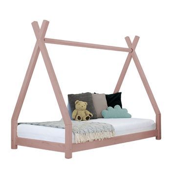 Cama Tipi Infantil Nakana 90 X 190 Rosa Pastel