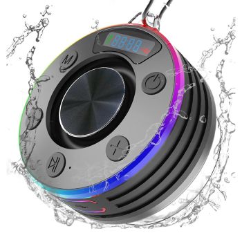 Altavoz T7 IPX7 a prueba de agua,altavoz bluetooth RGB portátil con ventosa,subwoofer estéreo,pantalla LED,llamadas mano