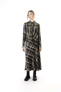 camisa estampada con nudo pistachio check s