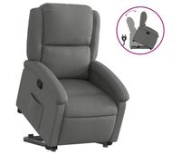 vidaxl sillon reclinable elevable de tela gris oscuro