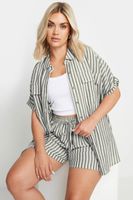 yours camisa de rayas negras con lino mujer curvy y tallas grandes yours