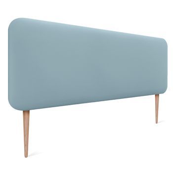 Dhome Cabecero Tapizado Liso Redondeado Polipiel Con Patas Para Pared Acústicos Cabeceros Absorbentes Cabezal Cama Dormitorio (celeste, 145cm)