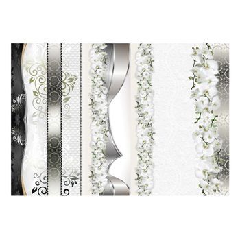 Papel Pintado 3d - Desfile De Orquídeas En Tonos De Gris (250x175 Cm)