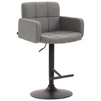 taburete de bar con reposabrazos y comodo respaldo en tela gris con pies negro mate tdb10475