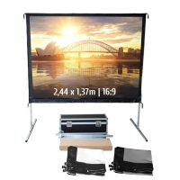 kimex pantalla de proyeccion movil de marco plegable 244x137m formato 169 con 2 telas proyeccion frontal  retroproyeccion