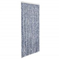 cortina mosquitera  mosquitera chenilla azul blanco y plateado 100x220 cm