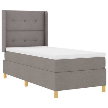 Cama Tipo Box Spring Con Tiras Led Taupé 90 X 190 Cm Tela Vidaxl