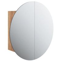armario de bano  mueble de bano con espejo redondo y led roble 47x47x175 cm
