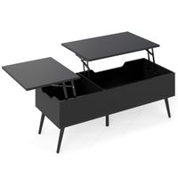 costway mesa de cafe elevable mesa de centro moderna con 2 compartimentos de almacenamiento ocultos mesa abatible 111 x 48 x 40-535 cm