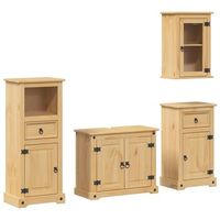 juego de muebles de bano corona 4 uds  armario de bano madera maciza pino